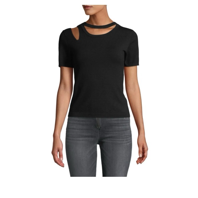 Alice + Olivia Roslyn Cutout Fitted Sweater Black Sz Xs.